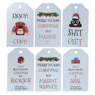 6 Pack Assorted Rude Christmas Gift Tags - Bogan Gift Co