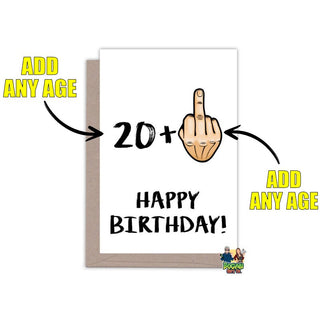 Age plus Middle Finger Birthday Card - Bogan Gift Co