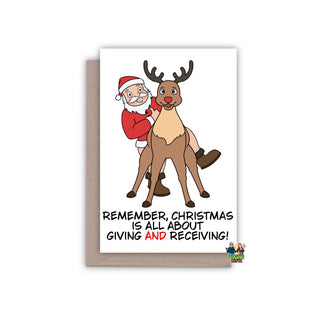 Christmas Is All About Giving And Receiving Christmas Card - Bogan Gift Co