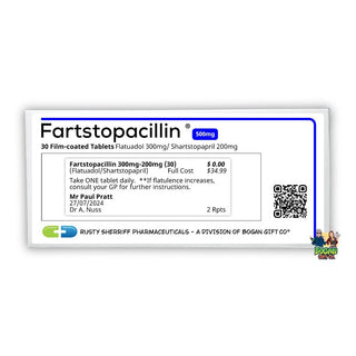 Fartstopacillin - Flatulence Relief Prank Pill Box - Bogan Gift Co