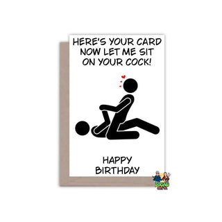 Gay Couple Here's Your Card Now Let Me Sit On Your Cock Birthday Card - Bogan Gift Co
