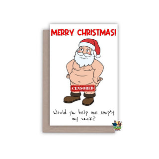 Help Me Empty My Sack Christmas Card - Bogan Gift Co