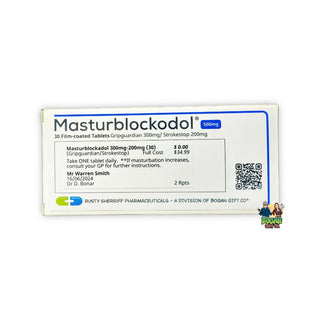 Masturblockodol - Masturbation Relief Prank Pill Box - Bogan Gift Co