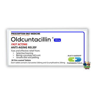 Oldcuntacillin - Anti - Aging Relief Prank Pill Box - Bogan Gift Co