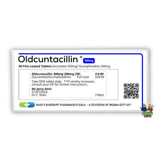 Oldcuntacillin - Anti - Aging Relief Prank Pill Box - Bogan Gift Co