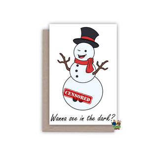 Snowman Wanna See In The Dark Christmas Card - Bogan Gift Co