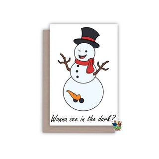 Snowman Wanna See In The Dark Christmas Card - Bogan Gift Co