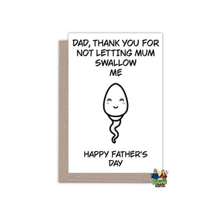 Thank You For Not Letting Mum Swallow Me - Father's Day Card - Bogan Gift Co