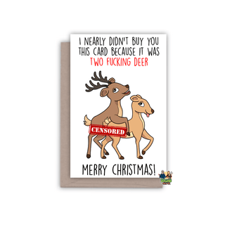 Two Fucking Deer Christmas Card - Bogan Gift Co