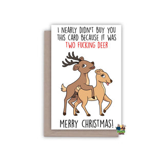 Two Fucking Deer Christmas Card - Bogan Gift Co