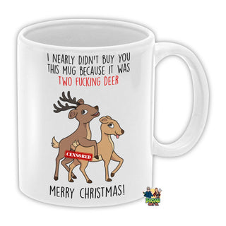 Two Fucking Deer Christmas Coffee Mug - Bogan Gift Co