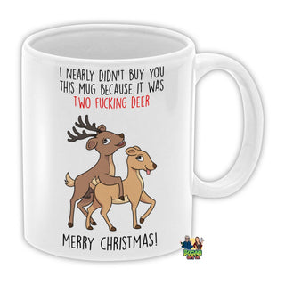 Two Fucking Deer Christmas Coffee Mug - Bogan Gift Co